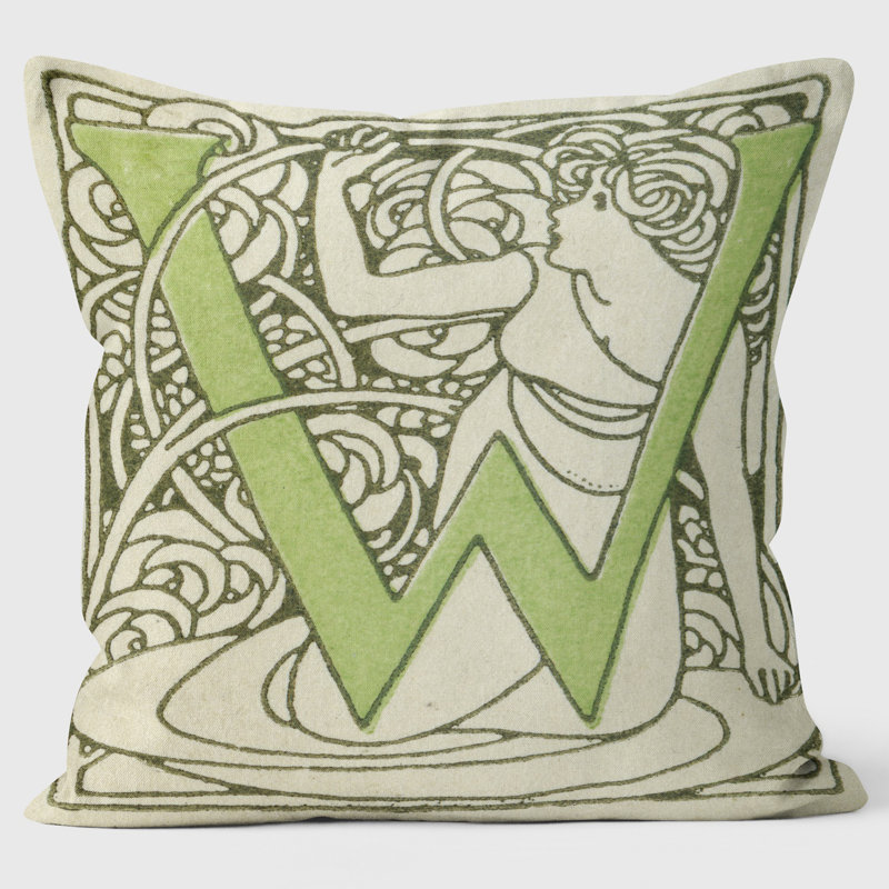 Art Nouveau Alphabet "W" Cushion