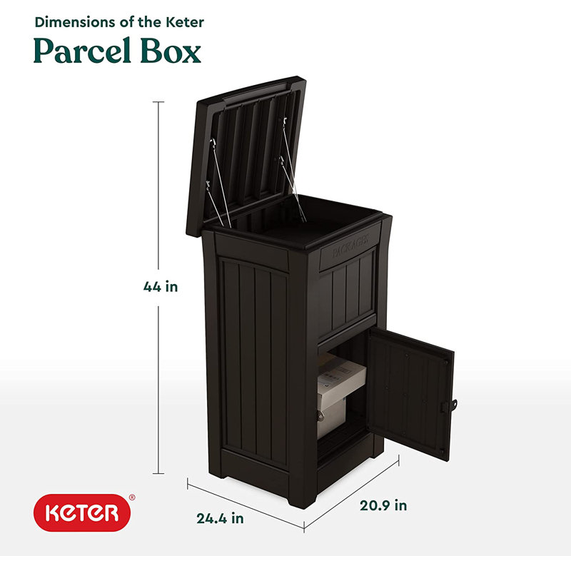 Brown Resin Lockable Package Delivery Box with Secure Storage