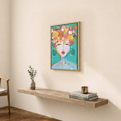 "Floral Lady Turquoise" par Nola James - Impression sur toile