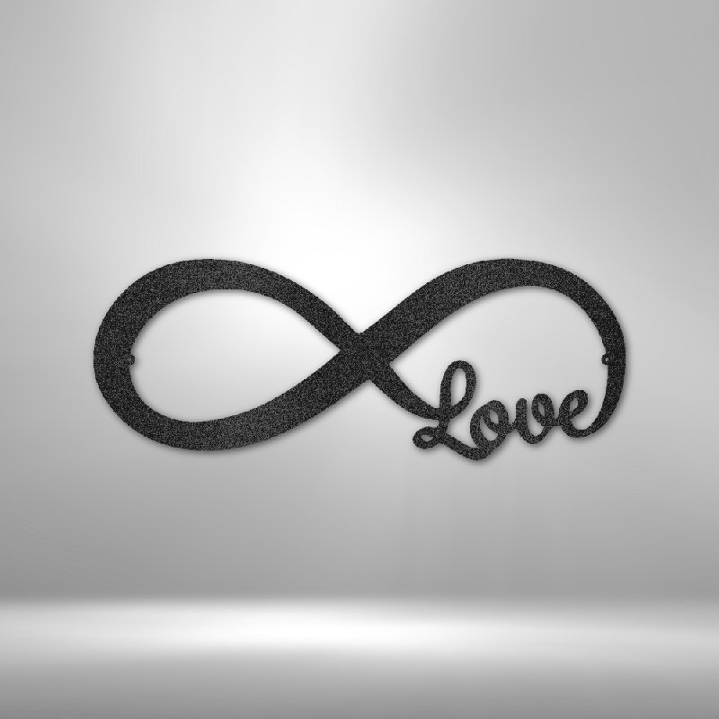 Signe en acier Infinite Love, H 14,25 po x l 14,5 po x P 0,5 po, Noir