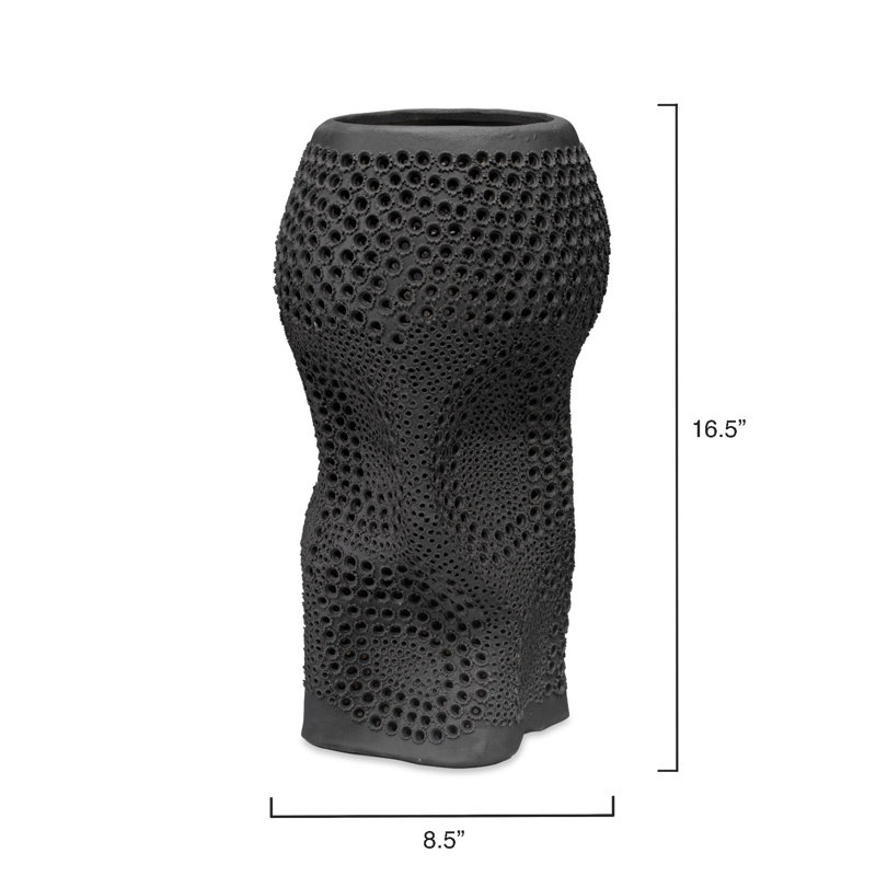 Black Perforated Porcelain Decorative Table Vase