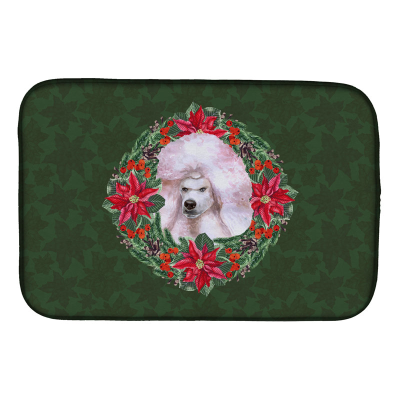 Tapis de séchage à couronne de caniche poinsetta standard