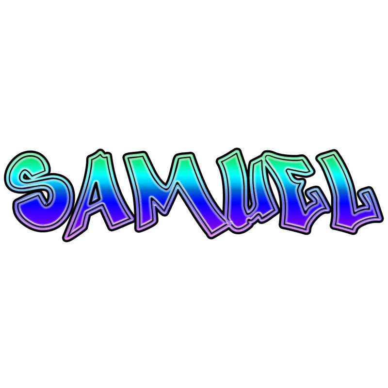 Adhésif décoratif graffiti personnalisé, Bleu / vert, H 12 po x l 40 po