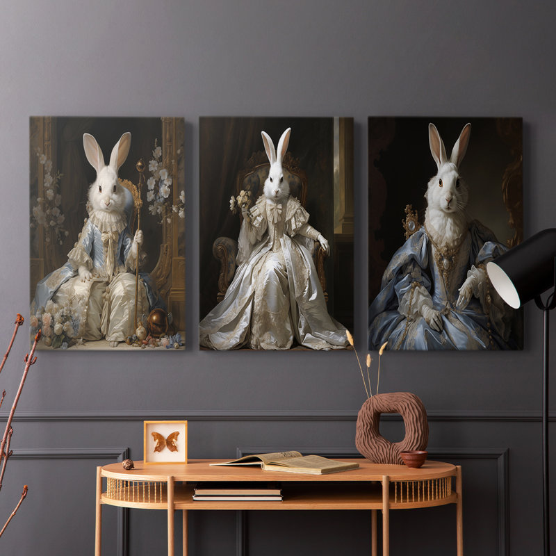 Série royale d'animaux LXII - ensemble de toiles tendues avec châssis Premium - prêt à être accroché
