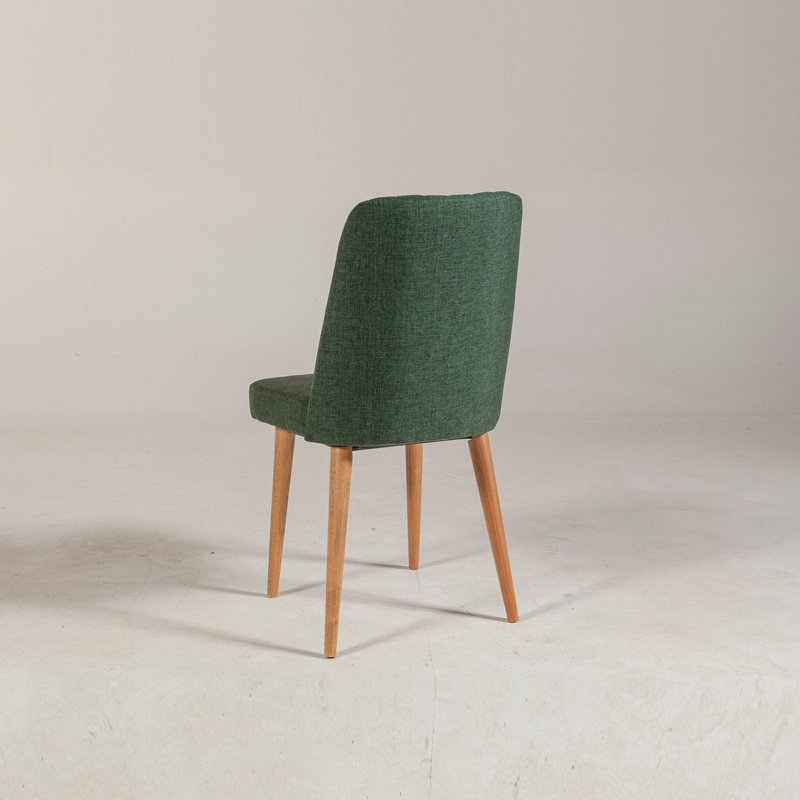 Modern Green Chair with Hornbeam Legs, 18 mm Thick, 18.5 x 35.0 x 18.1 inches | 100% Linen Fabric, 100% Melamine Coated Particle Board | Stylish Atlantic Pine Accent, Perfect for Home & Office Decor