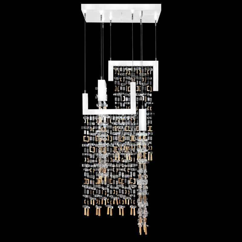 Luminaire suspendu carré l 22 po Capri, Laque blanche