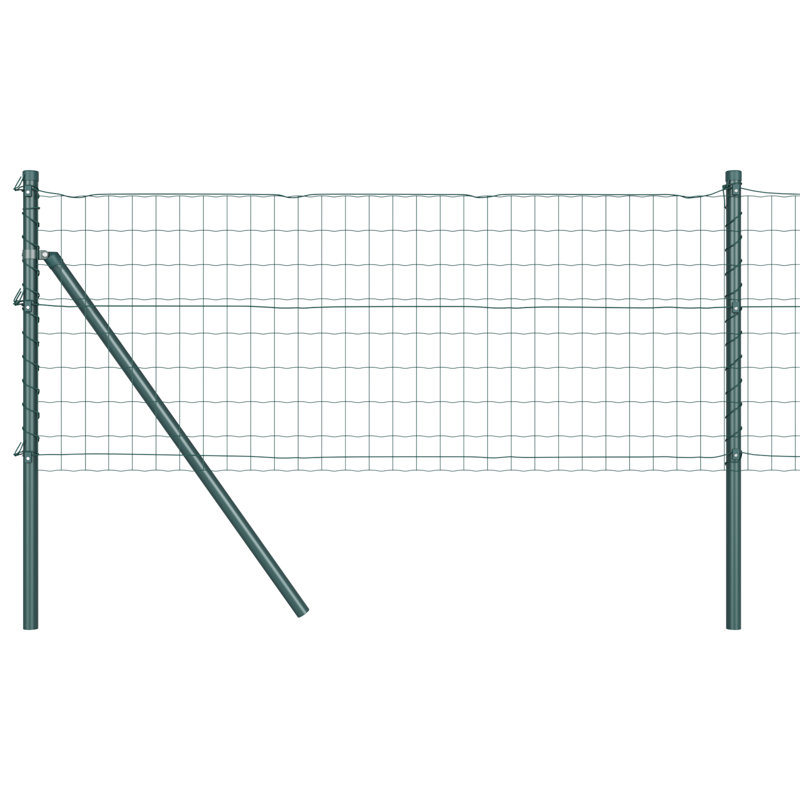 Euro Fence With 7 Posts Galvanised Steel, Green, 40cm H x 1000cm W