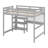 Twin Size Wooden Loft Bed With Shelves And Desk,Bed W/Writing Board & Full-Length Guard Rail,Slat Support-1866023880