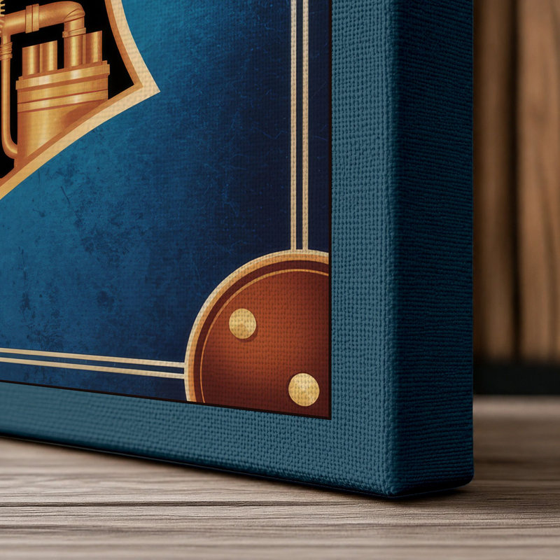 Mechanical Mind Steampunk - Wrapped Canvas, 24x16 - 61.0 x 40.6 cm, Teal Border