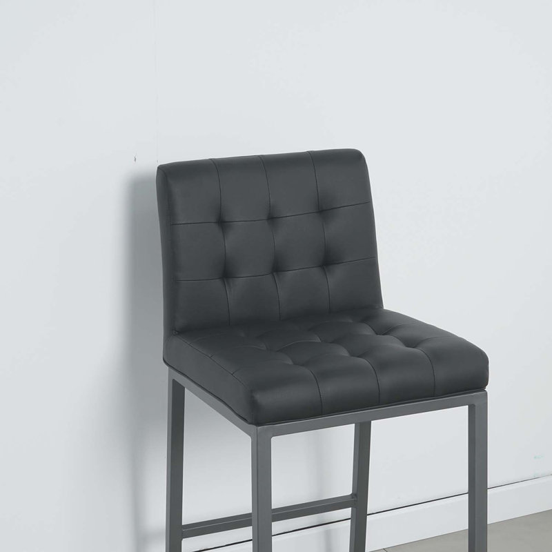 Chaise parsons en métal capitonnée Mariaines, Black