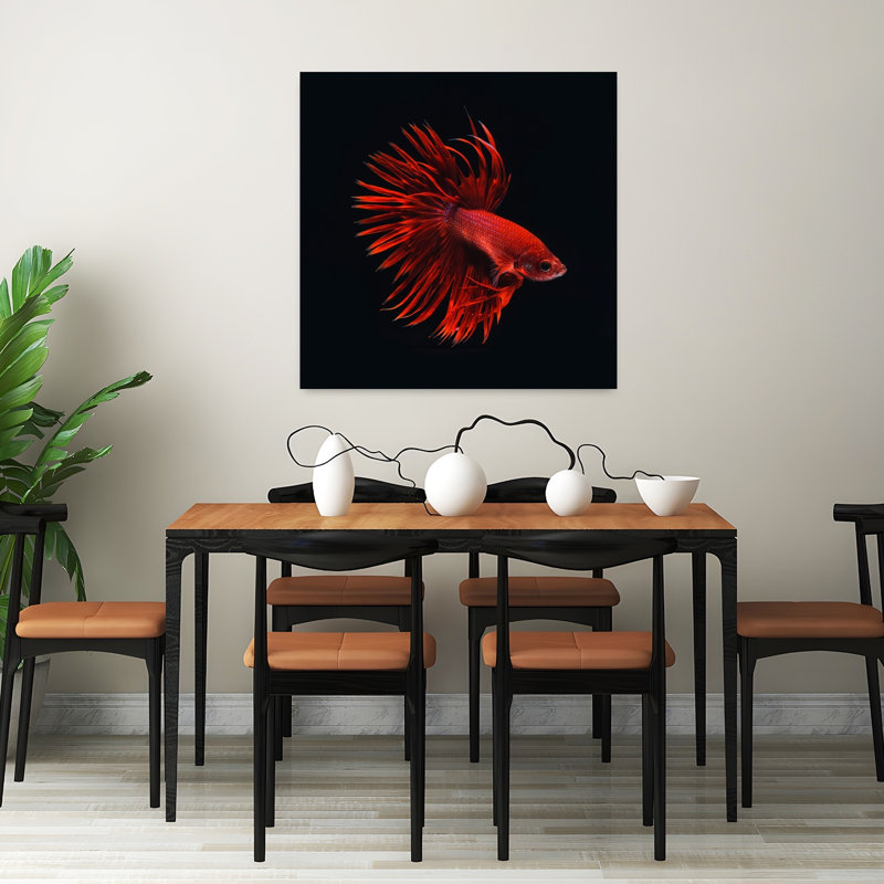Poisson rouge Betta, art contemporain de la faune, H 32 po x l 32 po