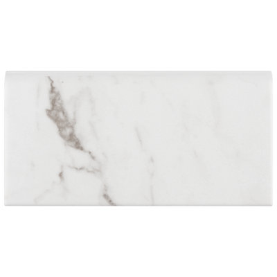 Classico Carrara 6" x 3" Matte Ceramic Bullnose Tile Trim in White/Grey