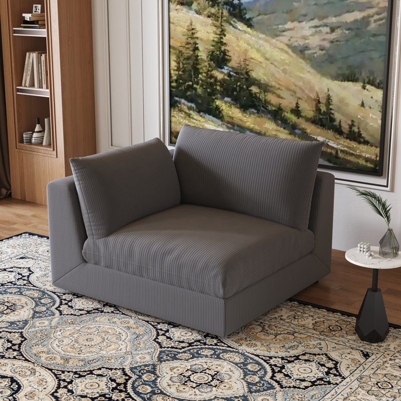 Housse de canapé modulaire surdimensionnée en forme de U en velours noir - Siège d'angle, Velours gris velours