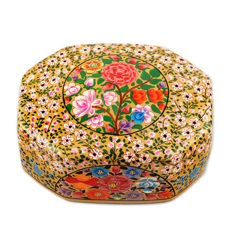 Boîte décorative fleurs et papier mâché
