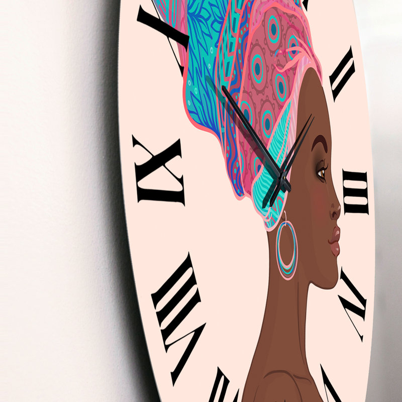 Femme afro-américaine au Turban - Horloge murale glamour, Surdimensionné