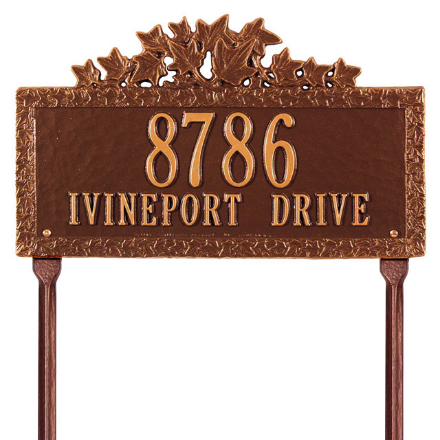 Plaque d'adresse sur 2 lignes Ivy, Cuivre antique, Oui