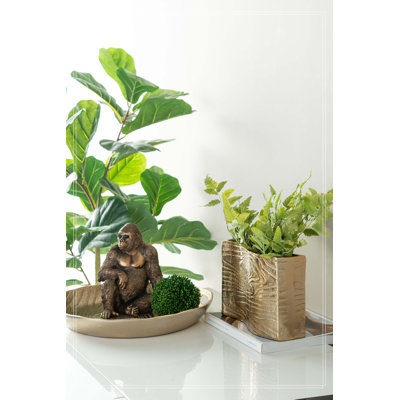 9.8x3.7x6.9" Alu Timber Wavy Rect Vase,Small