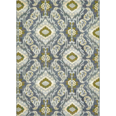 Tapis intérieur / extérieur bleu / gris Newt Ikat