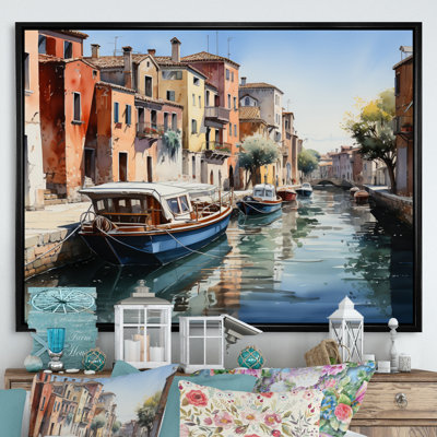 «Beige Canal Watercolor Whimsy III», reproduction sur toile