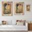 Été coucher de soleil floral fenêtre I sur bois-368643636