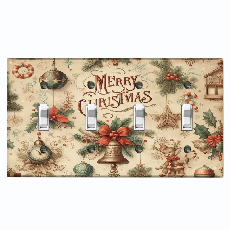 Nature Themed 4 - Gang Toggle Light Switch Standard Wall Plate