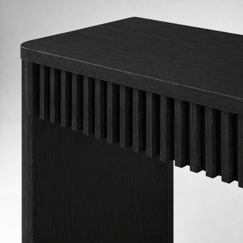 Console cannelée de 59 po de style moderne Mid-Century Abdel, Noyer, H 29,5 po x l 59,1 po x P 15,4 po