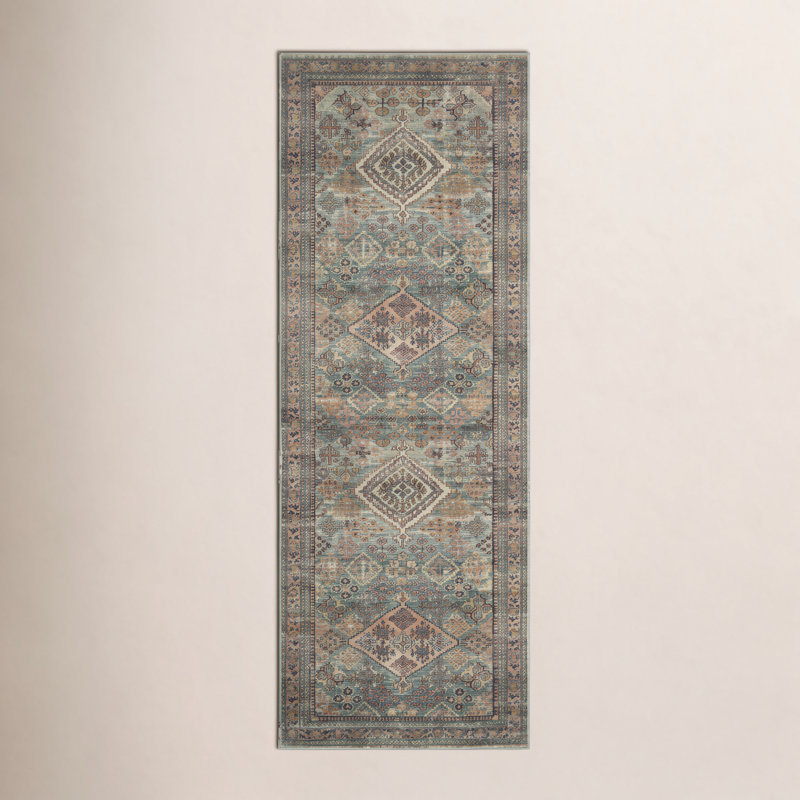 Tapis turquoise / multicolore Magnolia Home par Joanna Gaines X Loloi Sinclair, Tapis de couloir 2 pi x 5 pi