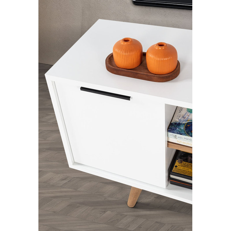 Meuble télé, 7.09" H x 51.18" W x 13.78" D, White; Walnut