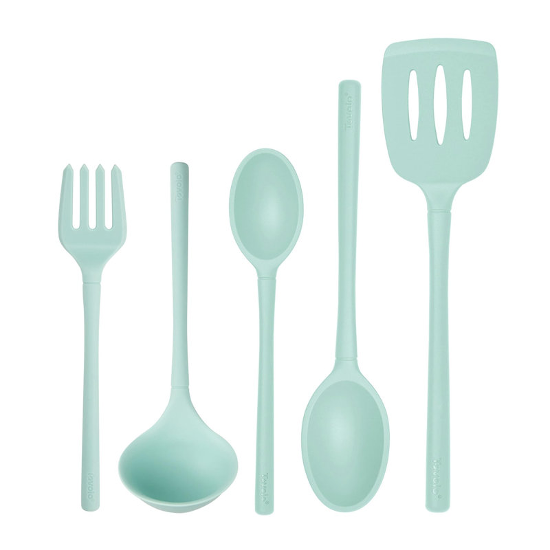 Ensemble d'ustensiles de cuisine en silicone Tovolo Flex-Core avec fourchette et louche Turner, turquoise, Turquoise