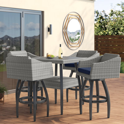 Ensemble de salle à manger à hauteur de bar 38 po pour 4 personnes avec housses de coussin Sunbrella Fionnula
