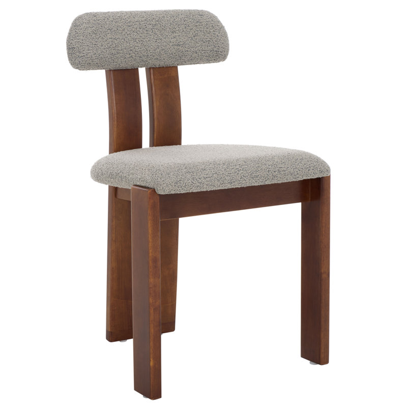 Cayde Boucle Dining Chair, Walnut, Gray