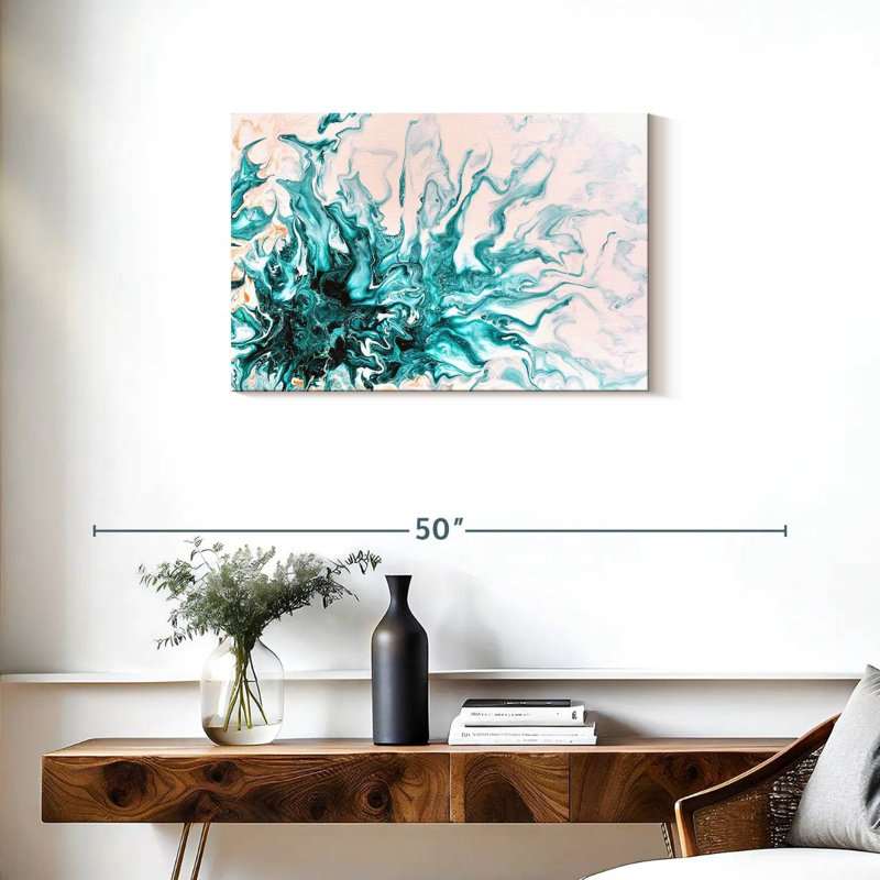 Avery Turquoise Dynamic Abstract, 20" H x 30" W