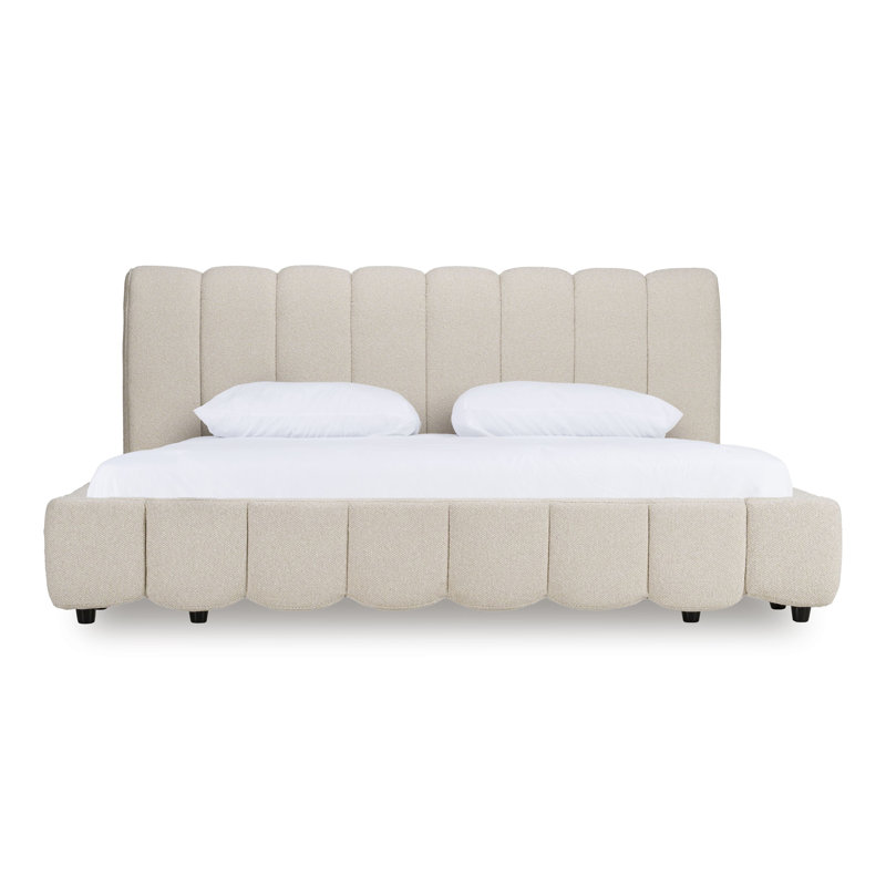Harris - Lit moderne en tissu blanc cassé, Très grand, Blanc cassé