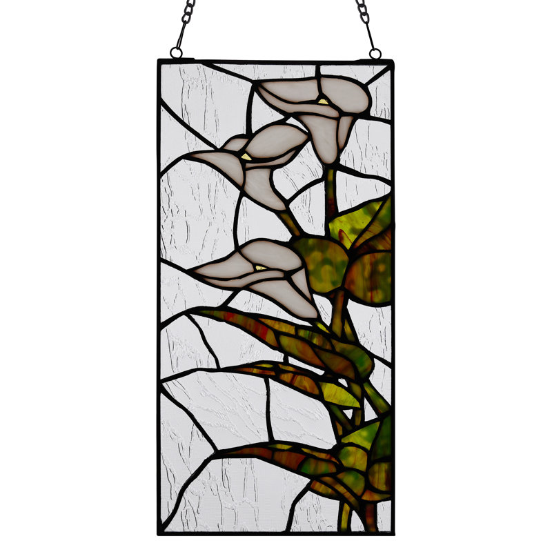 16"H Calla Lilies Design Stained Glass Window Panel