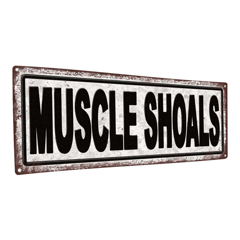 Enseigne en métal délavée Muscle Shoals, H 11,5 po x l 31 po