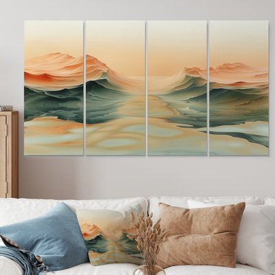 Ensemble de salon vert et beige, coucher de soleil magique Dunes I - Désert