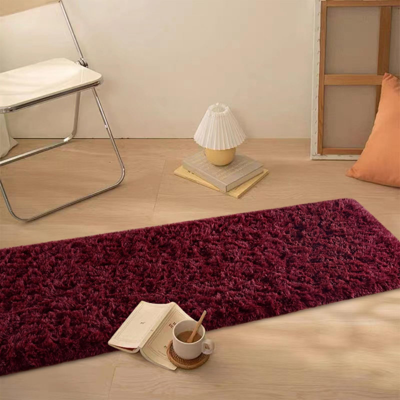 Large Burgundy Red Rug,  Fluffy Dark Red Area Rug For Bedroom,  Runner 2' x 6'