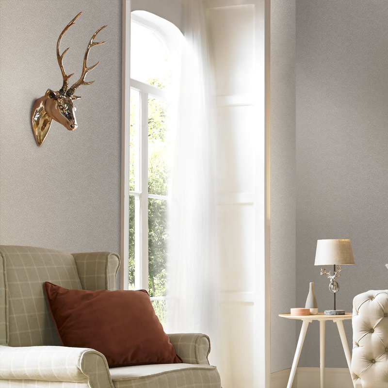 Chevron Metallic Wallpaper Roll, Natural