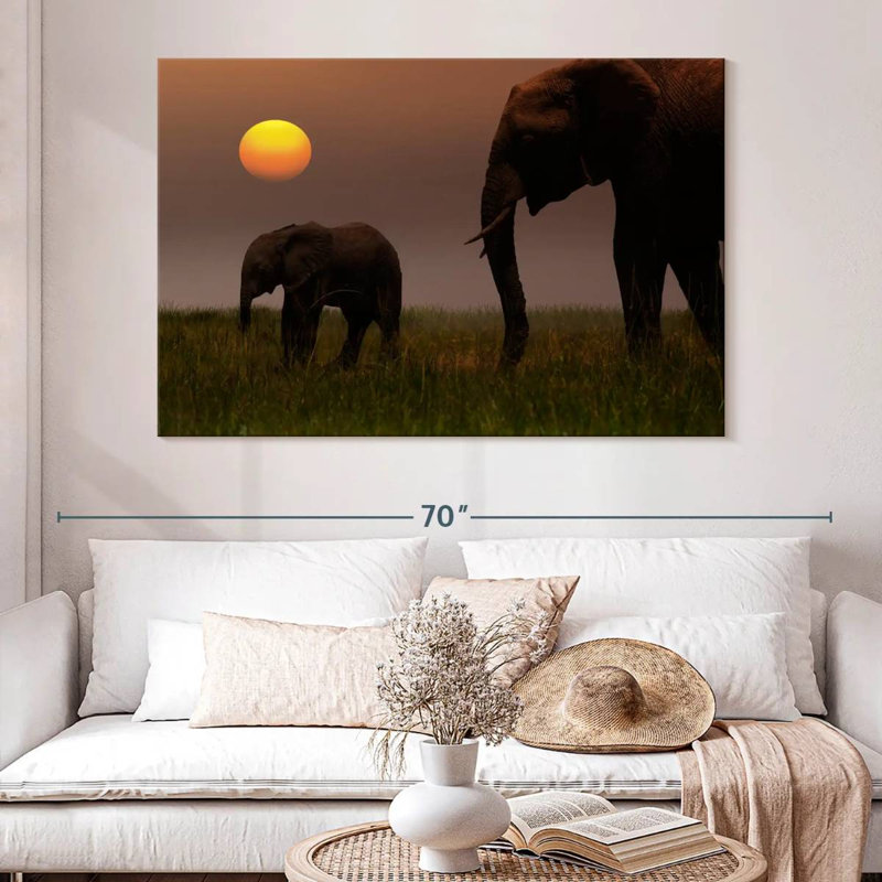 Brampt Grazing Elephant Family, 34" H x 51" W