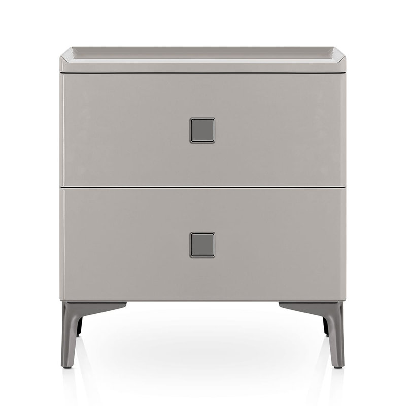 47.5cm W Metal Bedside Table, Light Grey