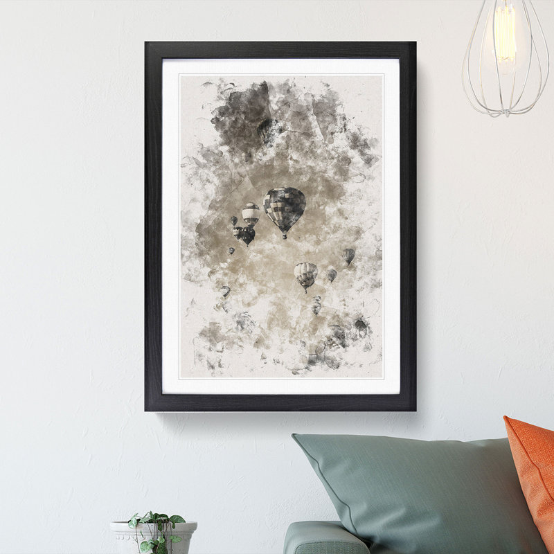 Taking a Hot Air Balloon Ride - Picture Frame Graphic Art, 33cm H x 24cm W x 2cm D, Black Framed