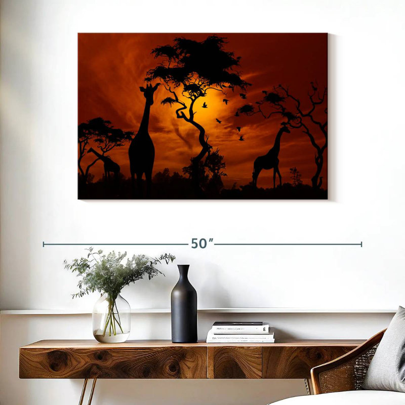 Brampt silhouette de girafes d'Afrique, H 26 po x l 39 po