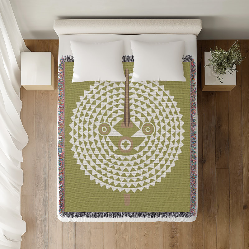 Couverture 100% coton Mossi, Chartreuse, L 70 po x l 50 po