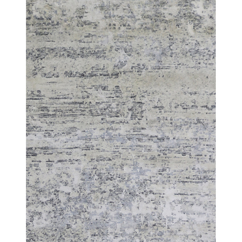 Tapis gris / argent noué à la main de haute qualité, Rectangle 8 pi x 10 pi