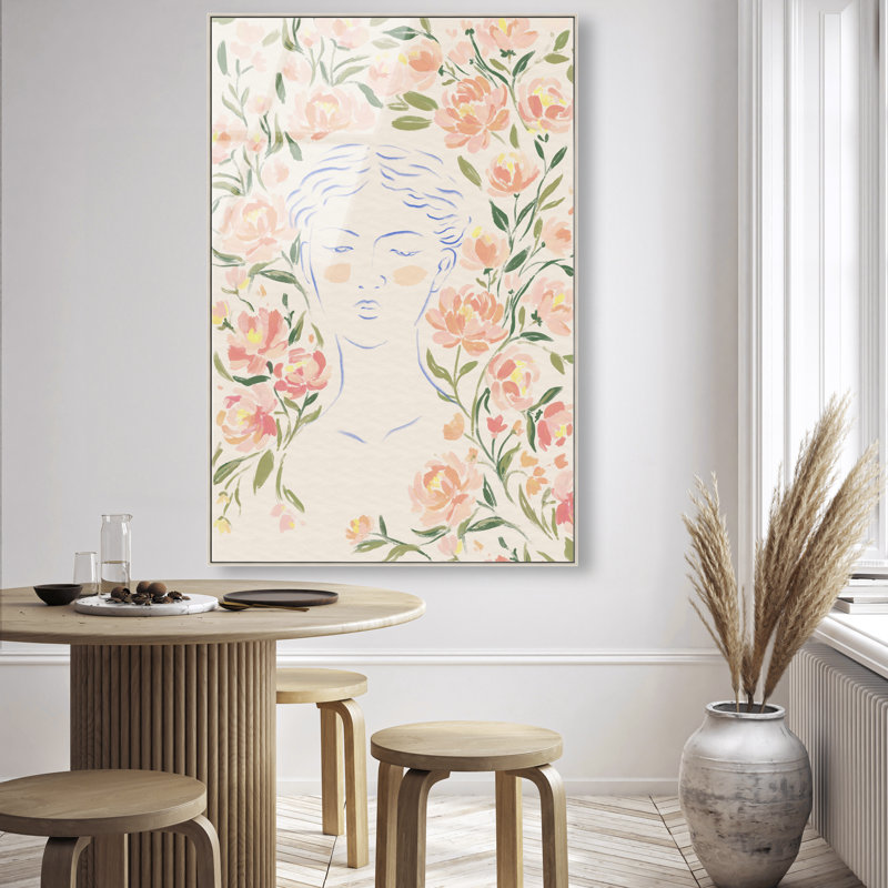 Artemis And Flowers Print by Oliver Gal, 16"H x 11"W, Silver Floater Frame