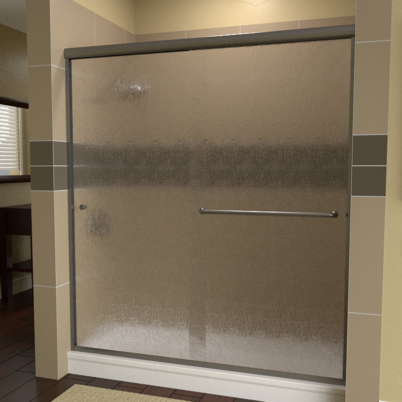 Porte de douche sans cadre Leser l 48 "x H 70,38" Leser, Vers la droite, Nickel brossé