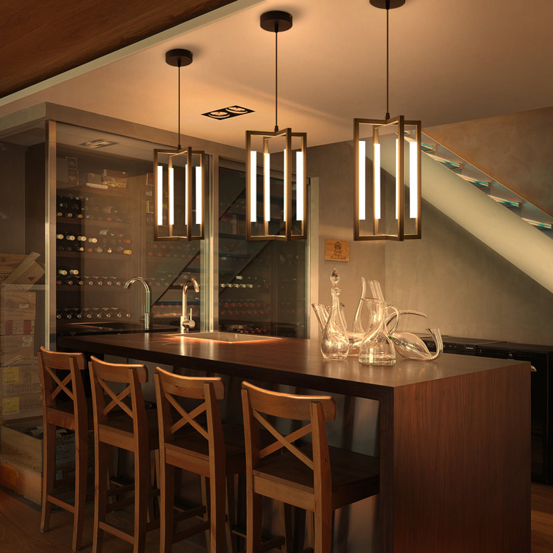 Demire 4 - Light Frosted LED Tubes Unique/Statement LED Pendant, Black