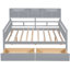 Lit de jour gris, base en lattes de bois, tablette de chevet et 2 tiroirs - fonctionnel pour la chambre à coucher et la base de l'espace de vie, configuration de deux pièces-941699210-941699212