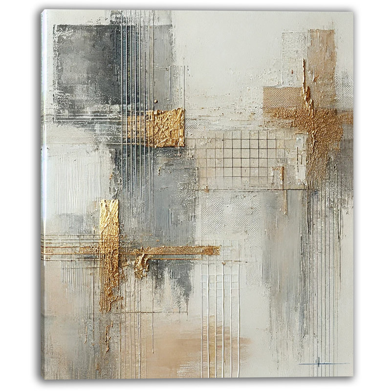 Art mural moderne abstrait sur toile neutre, H 48 po x l 36 po x P 1,5 po