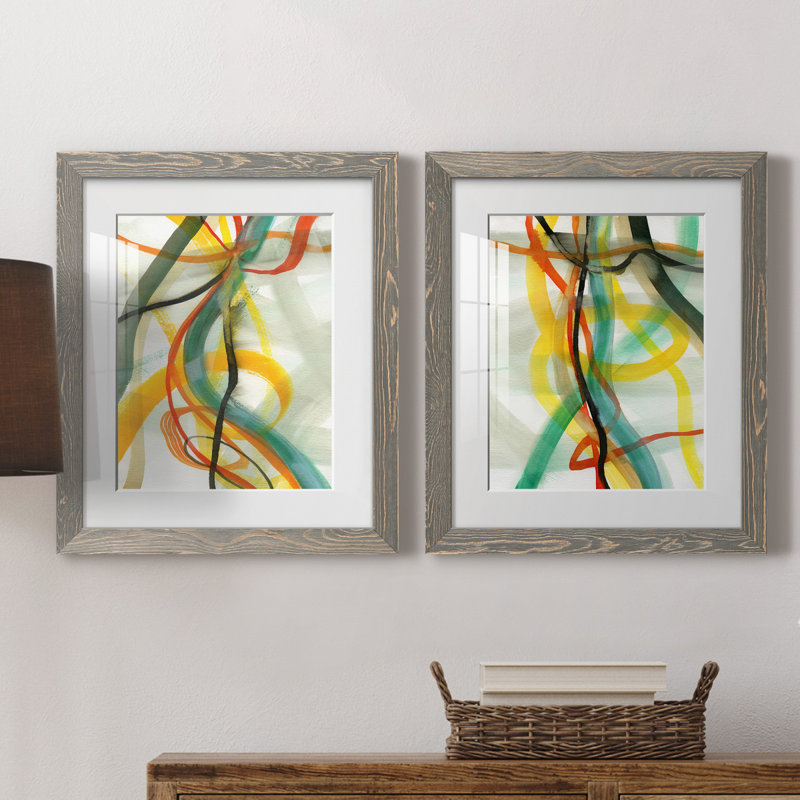 «Window Drama I», ensemble de 2 reproductions d'art, H 20 po x l 17 po x P 1 po, Cadre en papier gris, Blanc